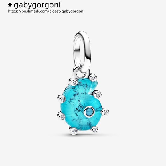 Pandora Blue Murano Glass Sea Snail Dangle Charm - Picture 1 of 5
